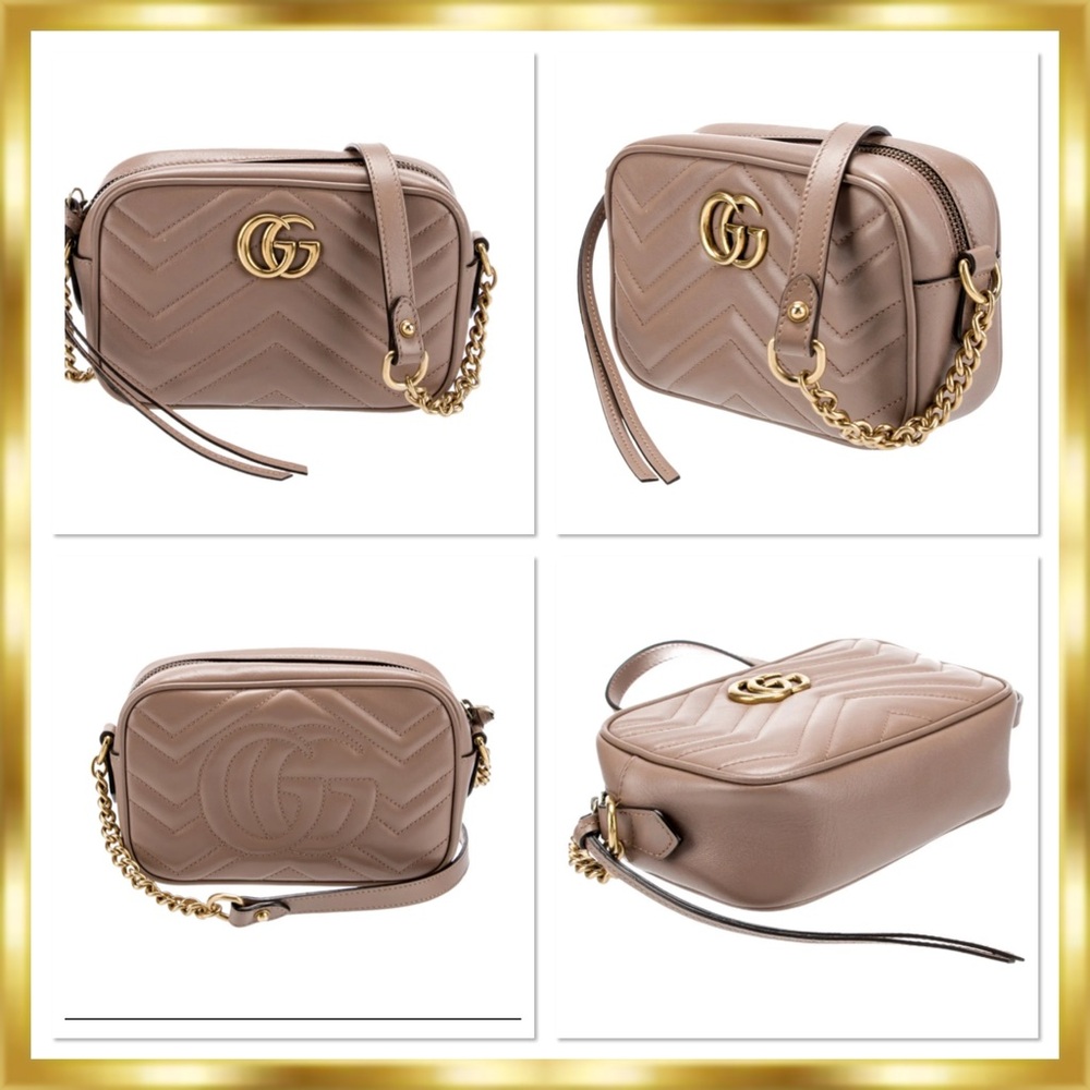 Gucci Leather Marmont Mini Neutral Gold Hardware $2,200
